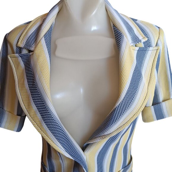 1OF1 Medium Vintage Disco Blazer Polyester Striped Jacket 1970's Handmade Mom - Picture 2 of 6